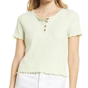 Madewell Supercrop Henley Top in Palest Willow